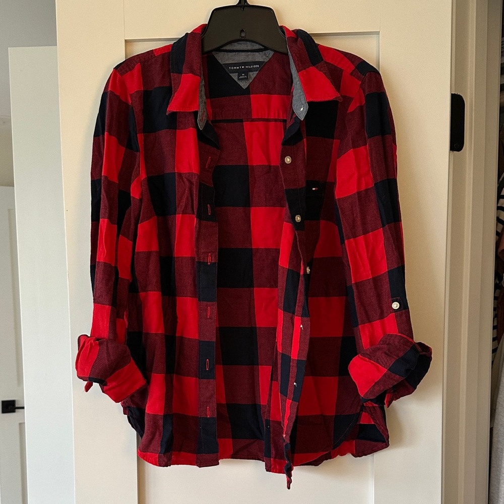 Tommy Hilfiger Red and Black Checkered Shirt